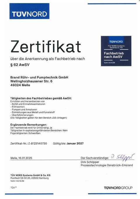 Zertifizierter Fachbetrieb gem&auml;&szlig; Wasserhaushaltsgesetz (WHG &sect; 19)